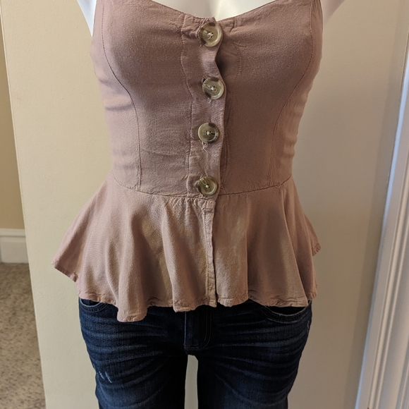 Style Envy mauve pink color peplum spaghetti strap tank top size Xs - Picture 5 of 8